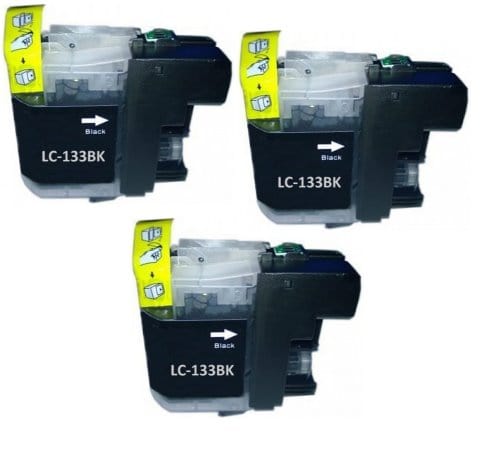 Compatible Premium Ink Cartridges LC133BK  Black Triple Pack  - for use in Brother Printers
