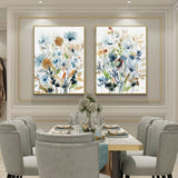 50cmx70cm Colourful Floras Watercolour style 2 Sets Gold Frame Canvas Wall Art