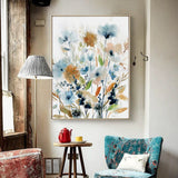 70cmx100cm Colourful Floras Watercolour style I Gold Frame Canvas Wall Art