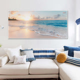 40cmx80cm Ocean and Beach White Frame Canvas