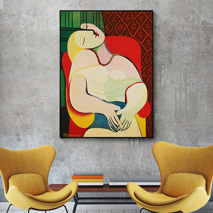 Canvas Wall Art 70cmx100cm The dream by Pablo Picasso Gold Frame
