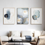 40cmx60cm Marbled Light Grey 3 Sets Gold Frame Canvas Wall Art
