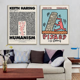 50cmx50cm Wall art By Keith Haring 2 Sets Gold Frame Canvas