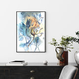 40cmx60cm Watercolor Style Abstract Flower 3 Sets Black Frame Canvas Wall Art