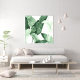 50cmx50cm Tropical Leaves Square Size White Frame Canvas Wall Art