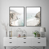 50cmx70cm Mountain Beach 2 Sets Black Frame Canvas Wall Art