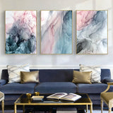60cmx90cm Colorful Ink Abstract 3 Sets Gold Frame Canvas Wall Art