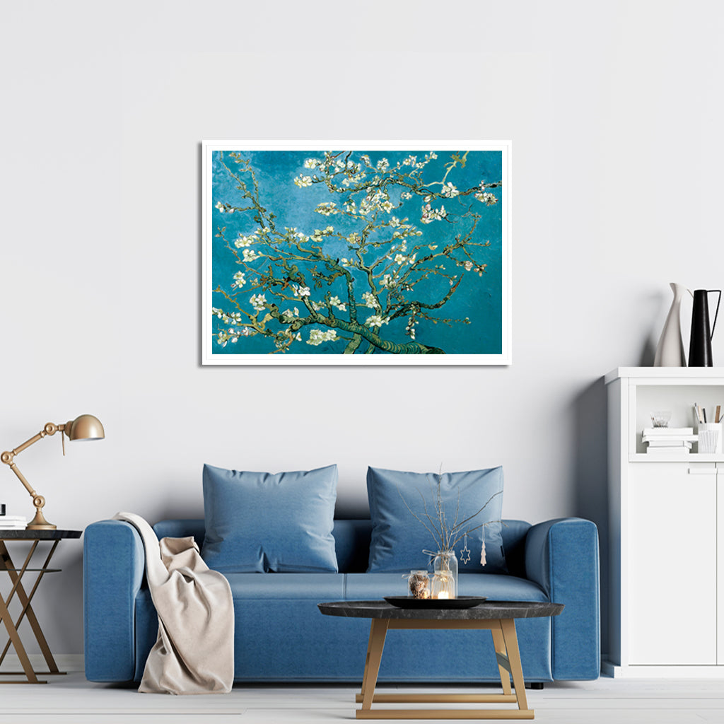 Wall Art 50cmx70cm Van Gogh Almond Blossom White Frame Canvas
