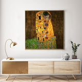 50cmx50cm Kissing by Gustav Klimt Gold Frame Canvas Wall Art