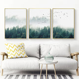50cmx70cm Mystical Forest  3 Sets Gold Frame Canvas Wall Art