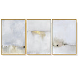 40cmx60cm Abstract golden white 3 Sets Gold Frame Canvas Wall Art