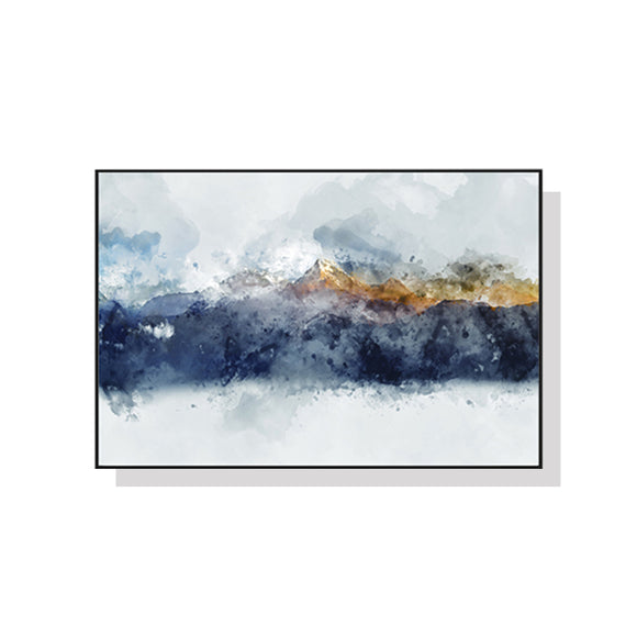 60cmx90cm Abstract Sunlight Mountains Black Frame Canvas Wall Art