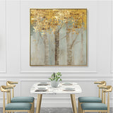 50cmx50cm Golden Leaves 2 Sets Gold Frame Canvas Wall Art