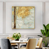 60cmx60cm Golden Leaves 2 Sets Gold Frame Canvas Wall Art
