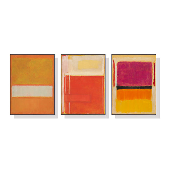 50cmx70cm Colourful 3 Sets By Mark Rothko Black Frame Canvas Wall Art