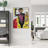 50cmx70cm Versus Medici By Michel Basquiat Black Frame Canvas Wall Art