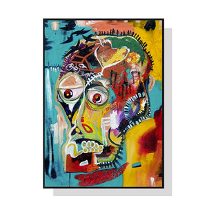 60cmx90cm Pop Art By Michel Basquiat Black Frame Canvas Wall Art