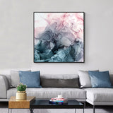 50cmx50cm Marbled Pink Grey Black Frame Canvas Wall Art