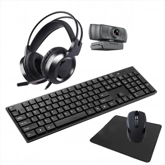 5 In 1 Wireless Keyboard Mouse Headset Webcam Combo