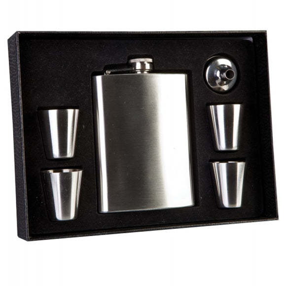 Flask Set with Four Shot Glasses