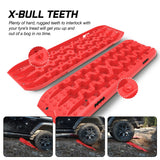 X-BULL 2PCS Recovery Tracks Snow Tracks Mud tracks 4WD With 4PC mounting bolts Red