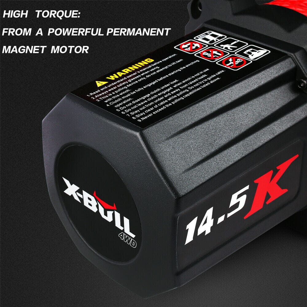 X-BULL 4X4 Electric Winch 12V Synthetic Rope Wireless 14500LB Remote 4X4 4WD Boat