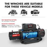 X-BULL 12V Electric Winch 12000LBS synthetic rope 4wd Jeep with winch cover