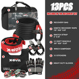 X-BULL Kinetic Recovery Rope kit Snatch Strap Soft Shackles Hitch receiver 4WD 4X4