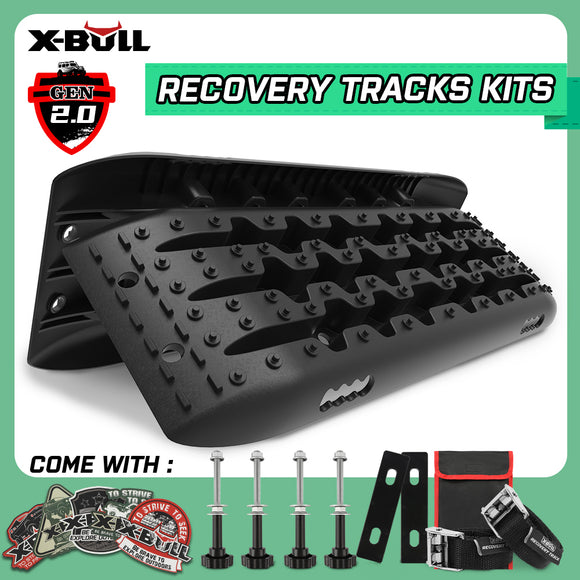 X-BULL Recovery tracks Sand Trucks Offroad With 4PCS Mounting Pins 4WDGen 2.0 - Black