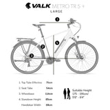 VALK Metro TR 5 + Electric Hybrid Bike, Gen II, Mid-Drive, Large, White