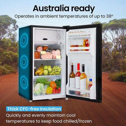 GECKO 95L Portable Upright Fridge and Freezer, 12V/24V for Camping, Caravans, Black