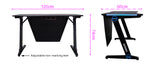 OVERDRIVE Gaming Desk 120cm  Computer Black PC Blue LED Lights Carbon Fiber Look