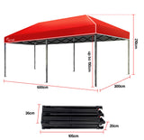 Red Track 3x6m Folding Gazebo Shade Outdoor Red Foldable Marquee Pop-Up