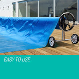 AURELAQUA Solar Swimming Pool Cover + Roller Wheel Adjustable 400 Bubble 7.5x3.2