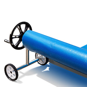 AURELAQUA Solar Swimming Pool Cover + Roller Wheel Adjustable 400 Bubble 9.5x5.0