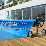 AURELAQUA Solar Swimming Pool Cover + Roller Wheel Adjustable 400 Bubble 9.5x5.0