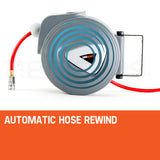 UNIMAC 10m Retractable Air Hose Reel Compressor Wall Mounted Auto Rewind