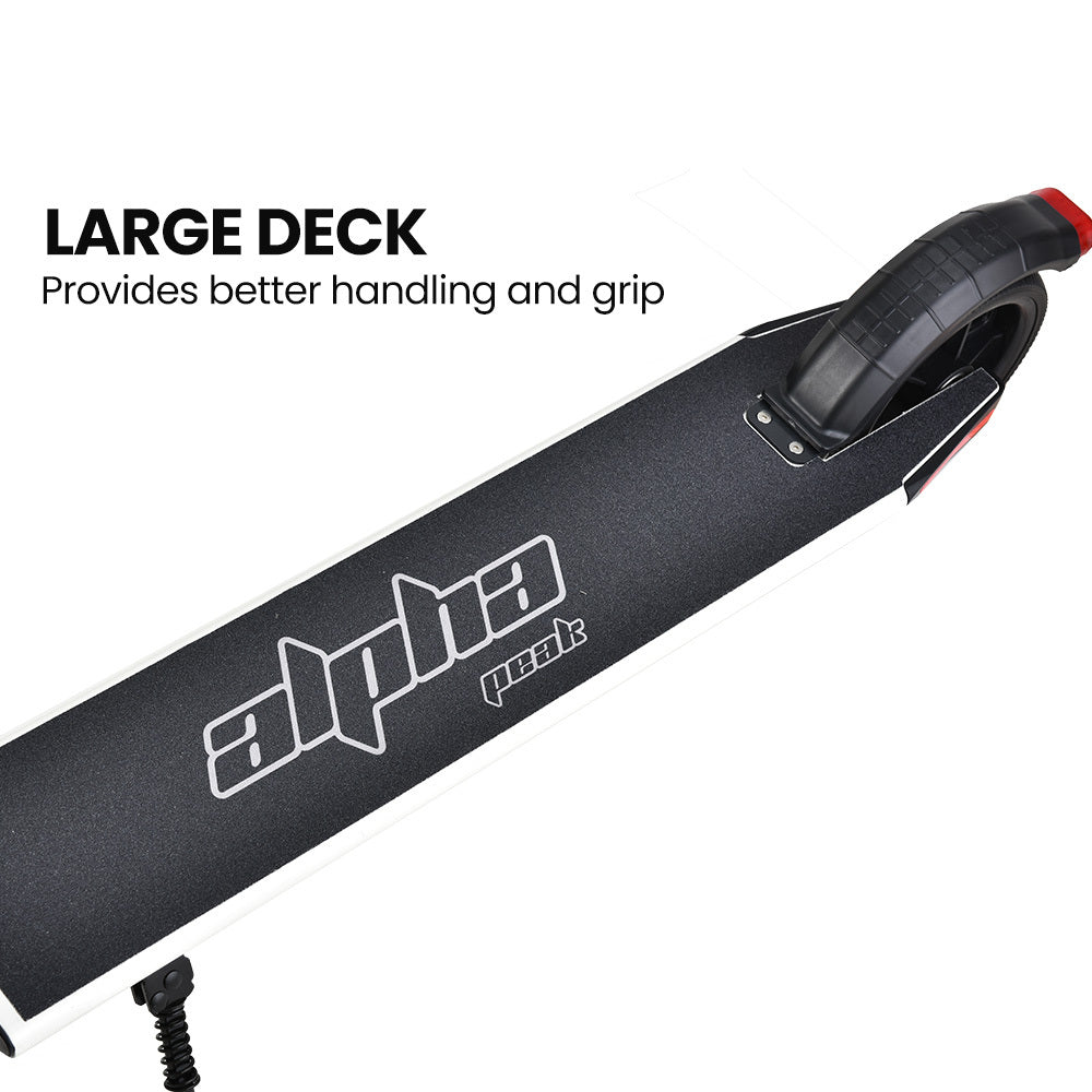 ALPHA Peak Electric Scooter 300W Power Up to 25km/h Adult Teens E-Scooter Easy Fold, White

Ride smoothly with the ALPHA Peak Electric Scooter. With its powerful 300W motor, reach speeds up to 25km/h. Perfect for adults and teens, this e-scooter is easy to fold for convenient storage and transport. Choose the sleek white design for a stylish ride.