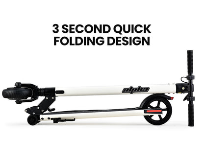 ALPHA Peak Electric Scooter 300W Power Up to 25km/h Adult Teens E-Scooter Easy Fold, White

Ride smoothly with the ALPHA Peak Electric Scooter. With its powerful 300W motor, reach speeds up to 25km/h. Perfect for adults and teens, this e-scooter is easy to fold for convenient storage and transport. Choose the sleek white design for a stylish ride.