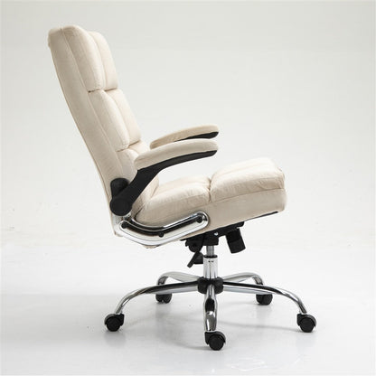 Office Chair Velvet Home Ergonomic Swivel Adjustable Tilt Angle and Flip-up Arms