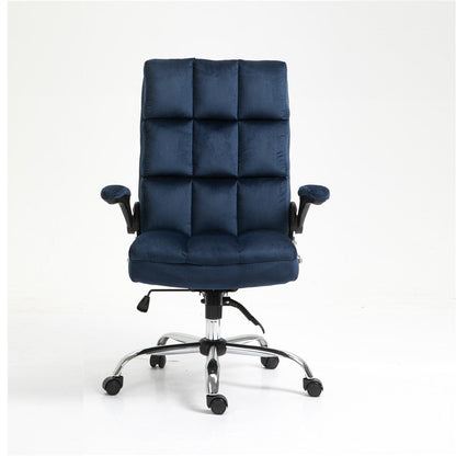 Office Chair Velvet Home Ergonomic Swivel Adjustable Tilt Angle and Flip-up Arms