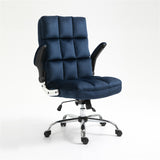Office Chair Velvet Home Ergonomic Swivel Adjustable Tilt Angle and Flip-up Arms