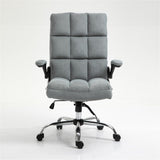 Office Chair Soft Linen Home Ergonomic Swivel Adjustable Tilt Angle and Flip-up Arms