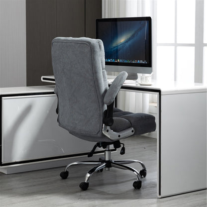 Office Chair Soft Linen Home Ergonomic Swivel Adjustable Tilt Angle and Flip-up Arms