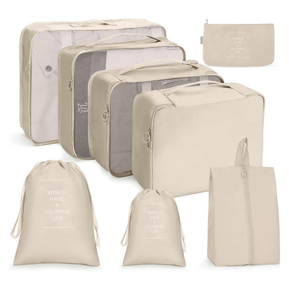 GOMINIMO 8 Set Travel Packing Cubes (Beige) GO-PC-101-DX