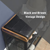 VASAGLE Shoe Bench Padded Bench with Mesh Shelf Shoe Rack Brown Black