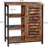VASAGLE Storage Cabinet Cupboard Multipurpose Cabinet 3 Shelves and a Cabinet with Door Rustic Brown and Black LSC74BX