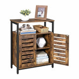 VASAGLE Standing Cabinet Storage Cabinet Accent Side Cabinet with Shelf Cupboard with Louvred Doors Rustic Brown LSC76BX