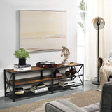 VASAGLE TV Cabinet Stand Lowboard for TVs up to 70 Inches with Shelves Steel Frame Vintage Brown/Black LTV095B01