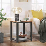 VASAGLE Coffee Table with Mesh Shelf Rustic Brown and Black LET41X